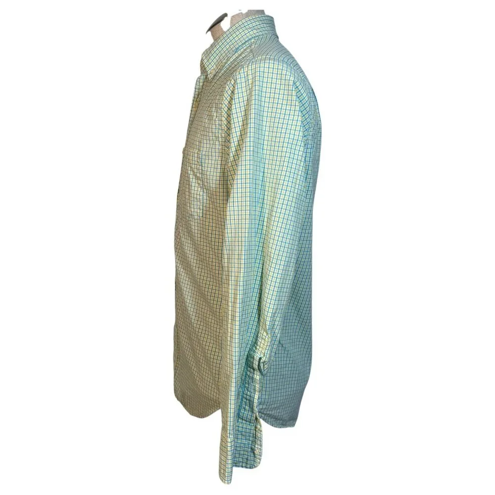 J Crew Mens Shirt Cotton Tailored Fit Plaid Button Down Size Small Yellow Blue - Picture 8 of 9